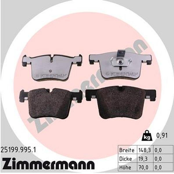 Zimmermann Brake Pad Set - Reduced Dust, 25199.995.1 25199.995.1